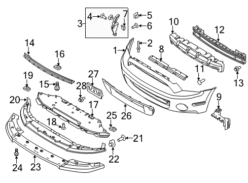 2013 Ford Mustang Air Deflector, Front Diagram for DR3Z-63001A04-AA