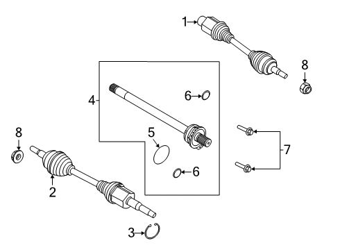 2022 Ford Escape Axle Assembly, Front Diagram for LX6Z-3B436-B