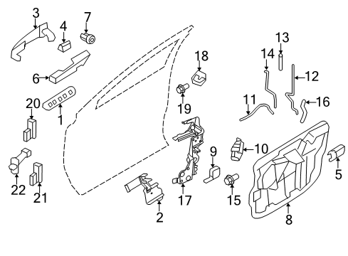 2010 Ford Edge Front Door - Lock & Hardware Diagram