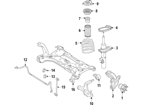 2021 Ford Transit Connect Front Suspension Components, Lower Control Arm, Stabilizer Bar Diagram