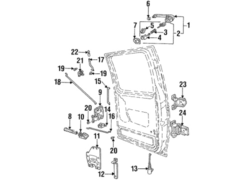 1993 Ford F-350 Rear Door - Hardware Diagram