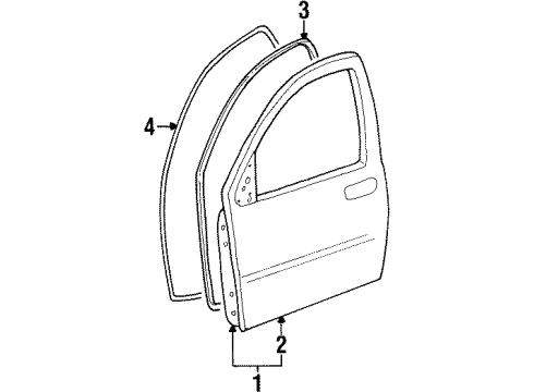 2001 Ford Windstar Door Weatherstrip, Front Driver Side Diagram for 5F2Z-1720531-AA