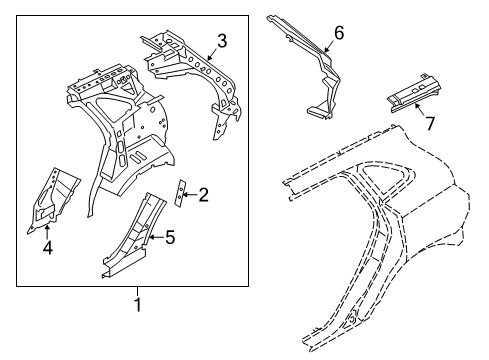 2016 Lincoln MKC Inner Structure - Quarter Panel Diagram