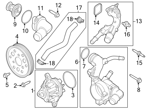 2024 Ford Mustang Thermostat Housing Diagram for PB5Z-8592-A