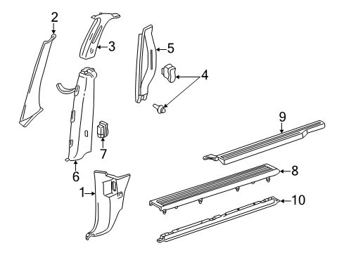 2005 Mercury Monterey Interior Trim - Pillars, Rocker & Floor Diagram