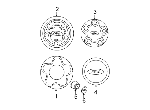 2005 Ford Ranger Wheel Covers & Trim Diagram