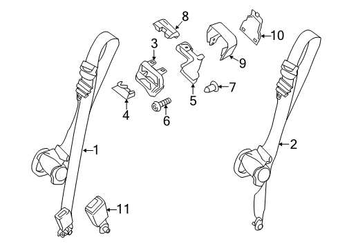2020 Ford Transit-350 Third Row Seat Belts Diagram 1 - Thumbnail