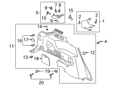 2022 Ford Police Interceptor Utility Interior Trim - Quarter Panels Diagram