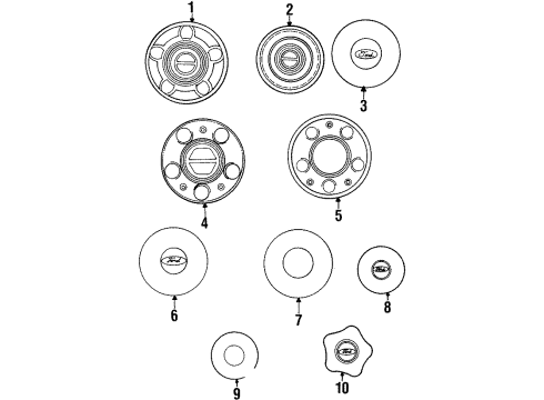 1997 Ford Ranger Wheel Covers & Trim Diagram