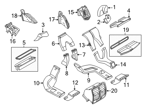 2016 Ford Escape Outlet Duct, Center Diagram for CJ5Z-19D809-C