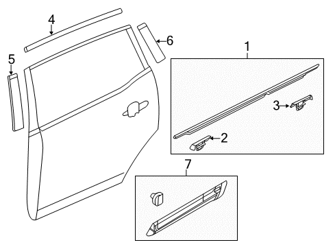2012 Lincoln MKT Exterior Trim - Rear Door Diagram
