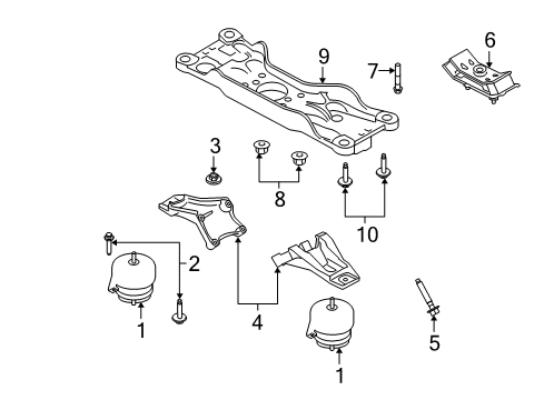 2007 Ford Mustang Mount Bracket Diagram for 7R3Z-6A023-AA
