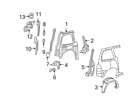 2005 Ford Freestar Rear Pillar, Driver Side Diagram for F58Z-1640679-A