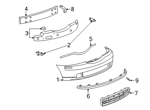 2003 Lincoln LS License Bracket Diagram for 3W4Z-17A385-AA