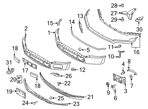 2020 Ford F-150 License Bracket, Front Diagram for JL3Z-17A385-BA