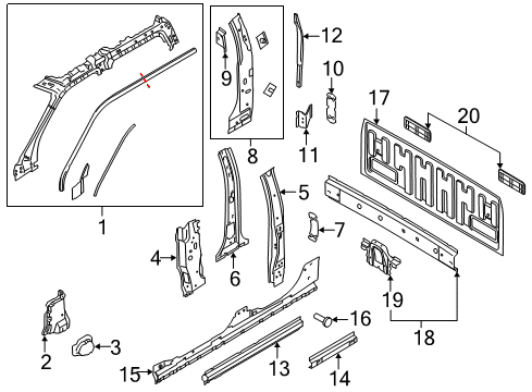 2017 Ford F-150 Inner Center Pillar, Driver Side Diagram for FL3Z-1624301-C