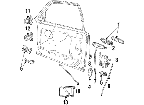 1998 Ford Crown Victoria Front Door - Lock & Hardware Diagram