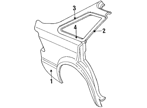 1987 Ford Escort Quarter Panel, Exterior Trim, Trim Diagram 3 - Thumbnail