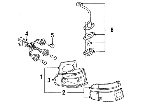 1991 Ford Escort Tail Lamps, License Lamps Diagram