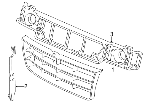 2001 Ford E-150 Econoline Club Wagon Grille & Components Diagram