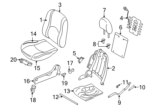 2012 Ford Escape Seat Support, Front Diagram for 9L8Z-7863100-A