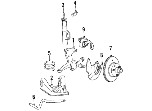 1992 Lincoln Mark VII Front Brakes Diagram