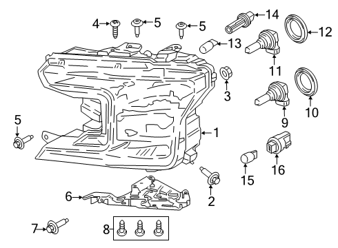2018 Ford F-150 Parking Lamp Bulb Socket, Front Diagram for BB5Z-13411-A