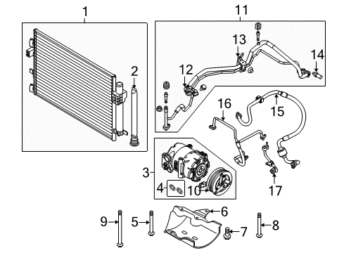 2013 Ford Focus A/C Condenser, Compressor & Lines Diagram