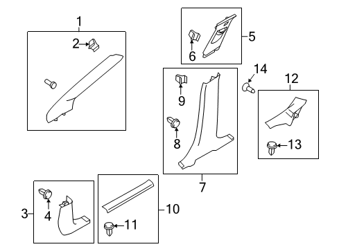 2015 Ford Focus Interior Trim - Pillars, Rocker & Floor Diagram