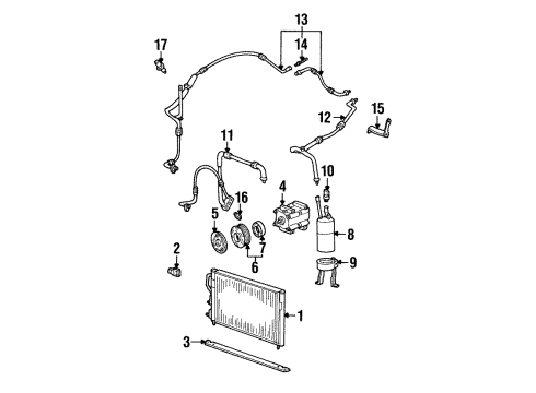 2000 Ford Contour A/C Condenser, Compressor & Lines Diagram 1 - Thumbnail