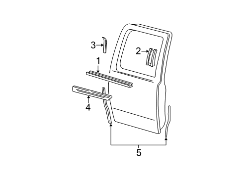 2003 Ford F-150 Rear Door & Components, Exterior Trim Diagram