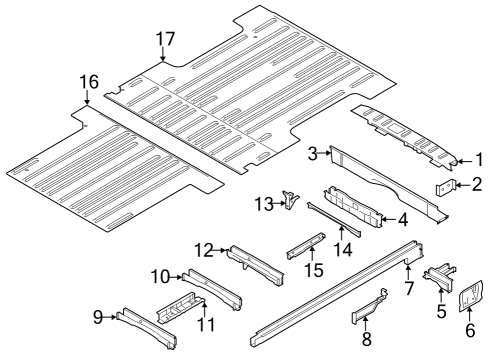 2023 Ford E-Transit Rear Floor & Rails Diagram 1 - Thumbnail