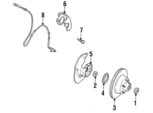 1990 Lincoln Town Car Caliper Pin, Front Diagram for 1W7Z-2V386-AA