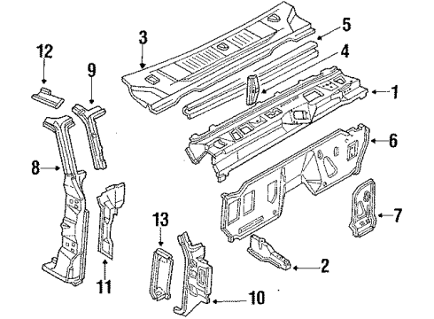 1986 Ford Bronco Cowl Diagram