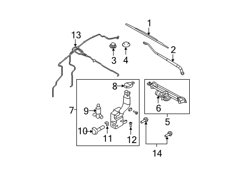 2010 Ford Edge Windshield - Wiper & Washer Components Diagram