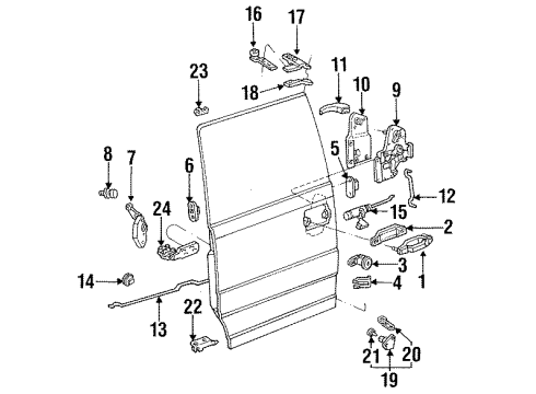 1989 Ford Aerostar Side Loading Door - Hardware Diagram