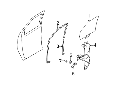 2021 Ford E-350 Super Duty Front Door Glass & Hardware Diagram