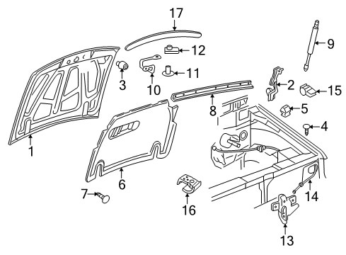 2007 Ford Explorer Sport Trac Hood & Components Diagram