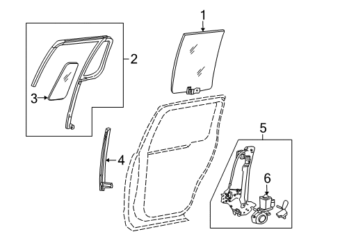2007 Mercury Mountaineer Rear Door - Glass & Hardware Diagram