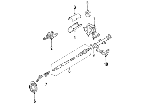 1987 Mercury Lynx Steering Shaft & Internal Components, Shroud, Switches & Levers Diagram