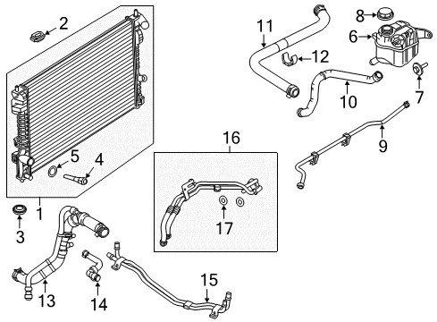 2018 Ford Police Interceptor Utility Radiator & Components Diagram