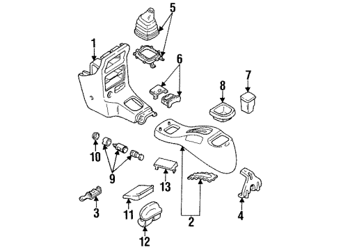 1997 Ford Aspire Console Diagram for F7BZ61045A36AAB