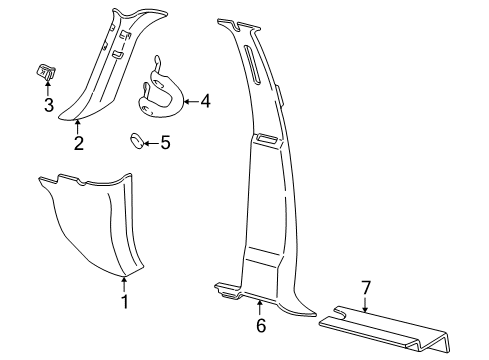 2000 Ford Expedition Interior Trim - Pillars, Rocker & Floor Diagram