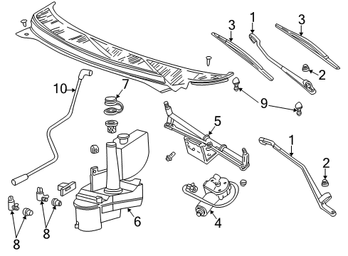 2005 Mercury Monterey Windshield - Wiper & Washer Components Diagram