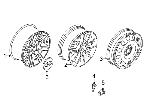 2015 Ford Police Interceptor Sedan Wheels, Center Cap Diagram
