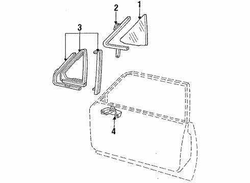 1990 Mercury Grand Marquis Front Door - Glass & Hardware Diagram 2 - Thumbnail