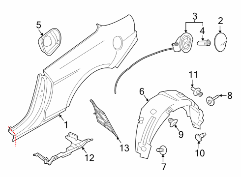 2024 Ford Mustang Quarter Panel & Components Diagram 1 - Thumbnail