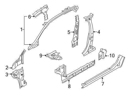 2021 Lincoln Nautilus Center Pillar & Rocker, Hinge Pillar Diagram