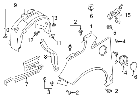 2013 Ford C-Max Fender & Components Diagram 1 - Thumbnail