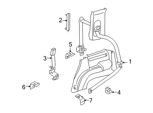 2004 Lincoln Aviator Center Seat Belt, Black, Driver Side Diagram for 3L2Z-7860045-AAD